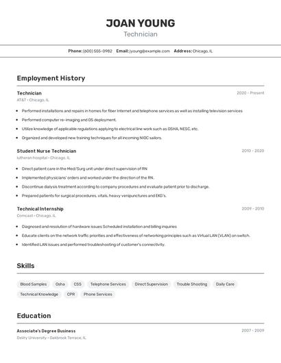 Technician Resume